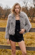 Gray Shaggy Faux Fur Coat
