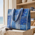Quilted Blue Tote Bag