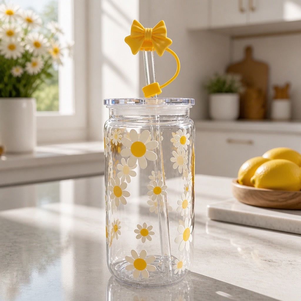 Daisy Acrylic Tumbler with Straw