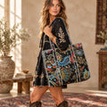 Boho Bloom Embroidered Tote Bag