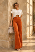 Chic High-Waisted Corduroy Flare Pants