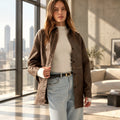 Faux Leather Button Front Jacket