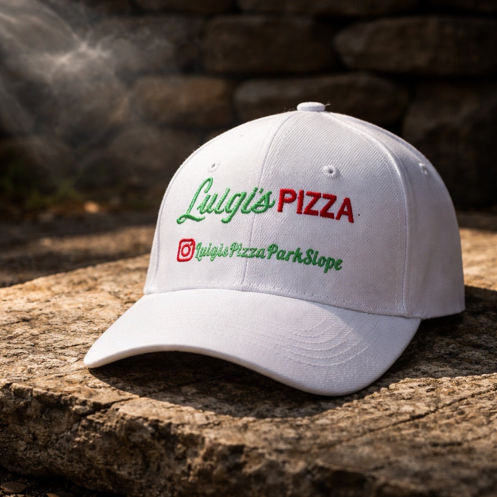 Embroidered White Luigi’s Cap