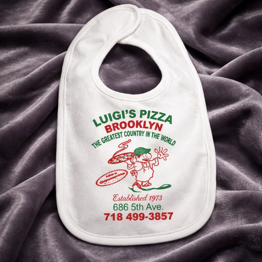 Luigi’s Pizza Brooklyn Baby Bib – Classic Logo