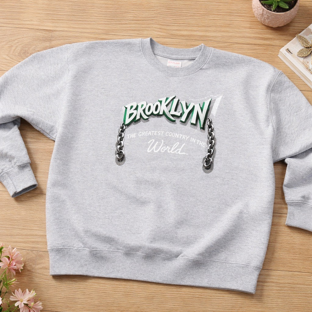 Brooklyn crewneck sweatshirt-grey ￼
