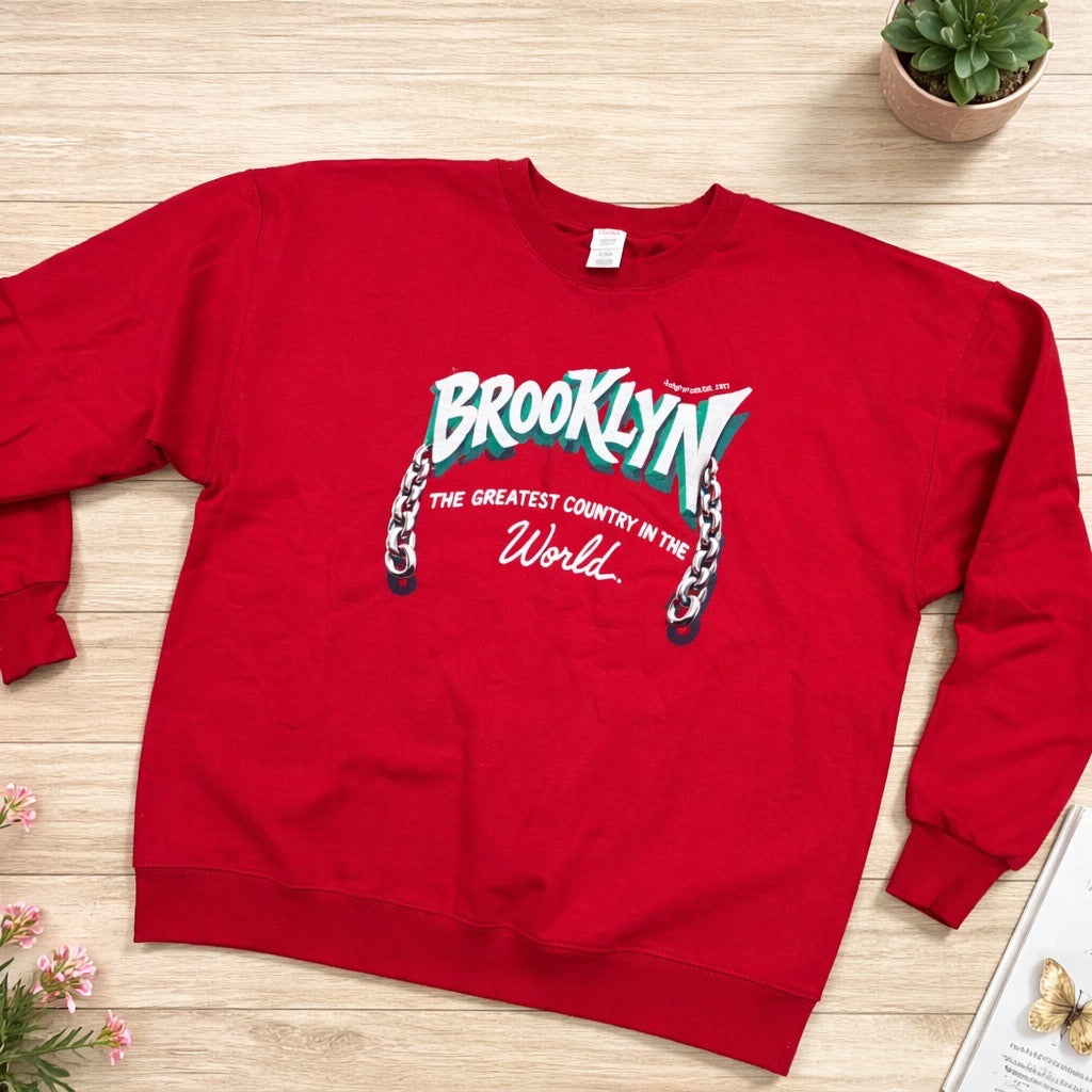 Brooklyn Crewneck Sweatshirt-Red