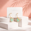 Blush Heart Drop Earrings-Mint Green