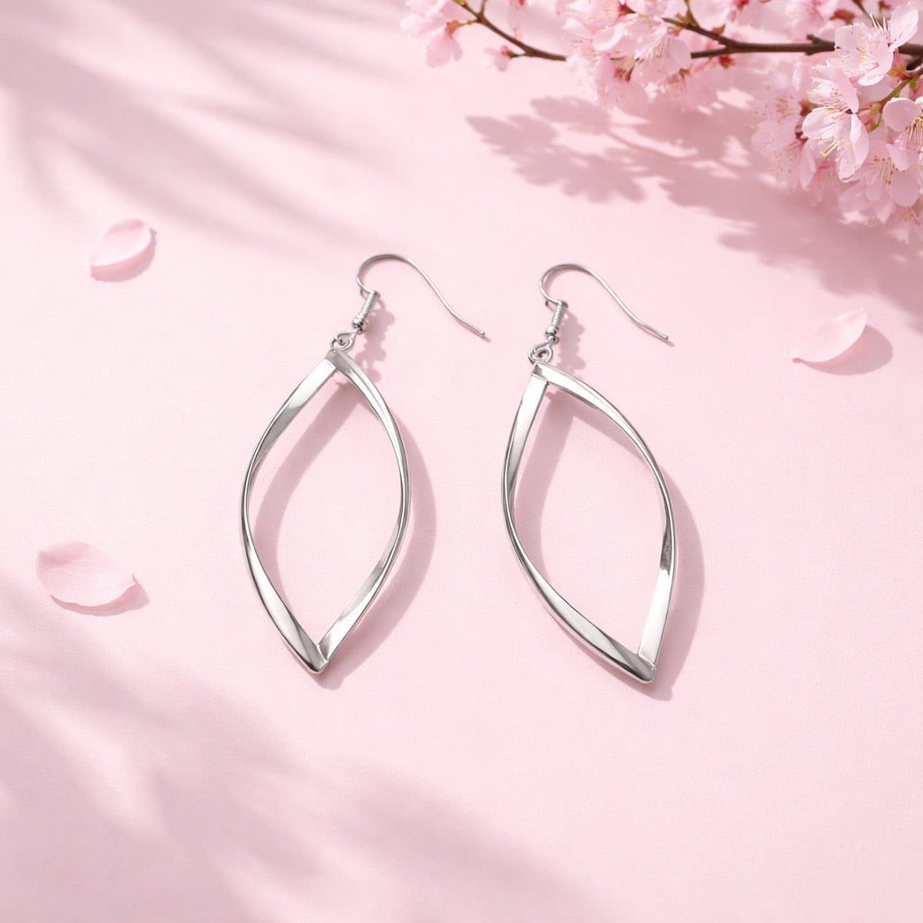 Elegant Silver Leaf Drop Earrings
