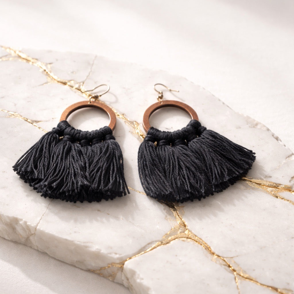 Boho Fringe Hoop Earrings