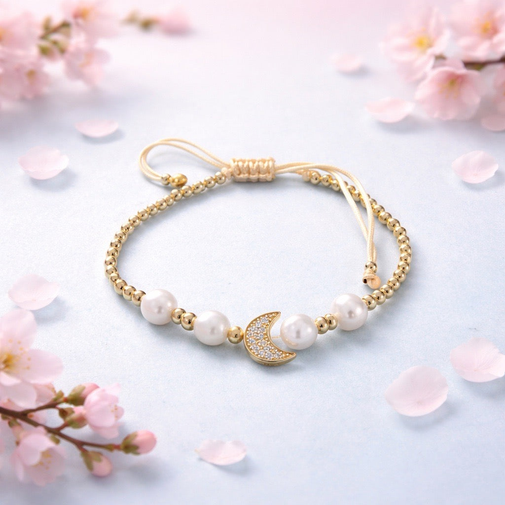 Celestial Pearl Moon Bracelet