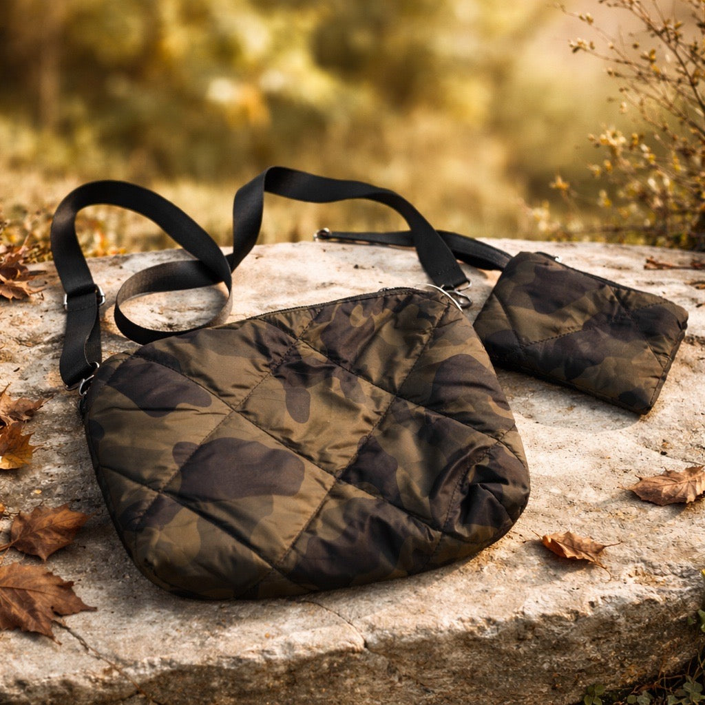 Camo Quilted Crossbody Bag Set