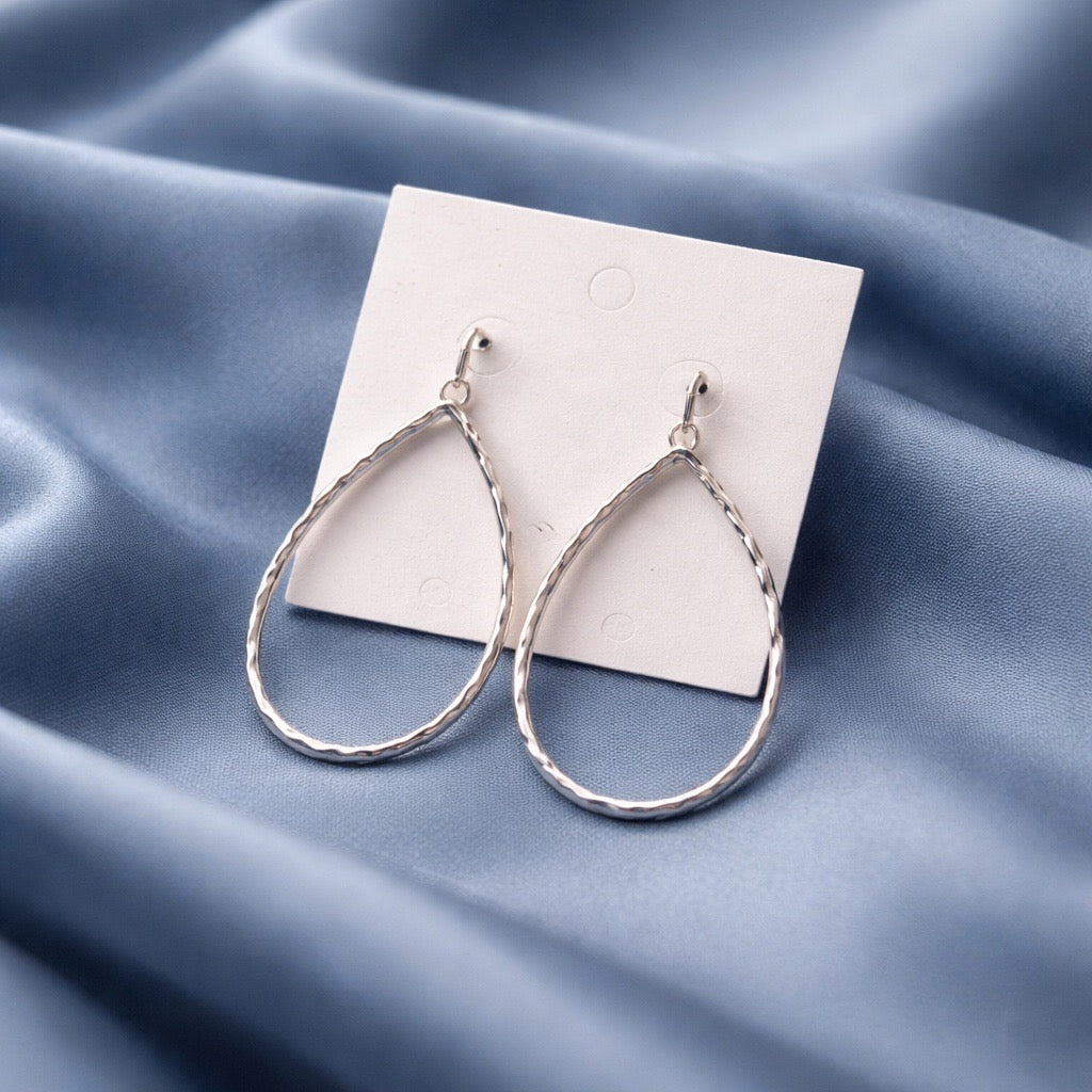Silver Teardrop Statement Earrings